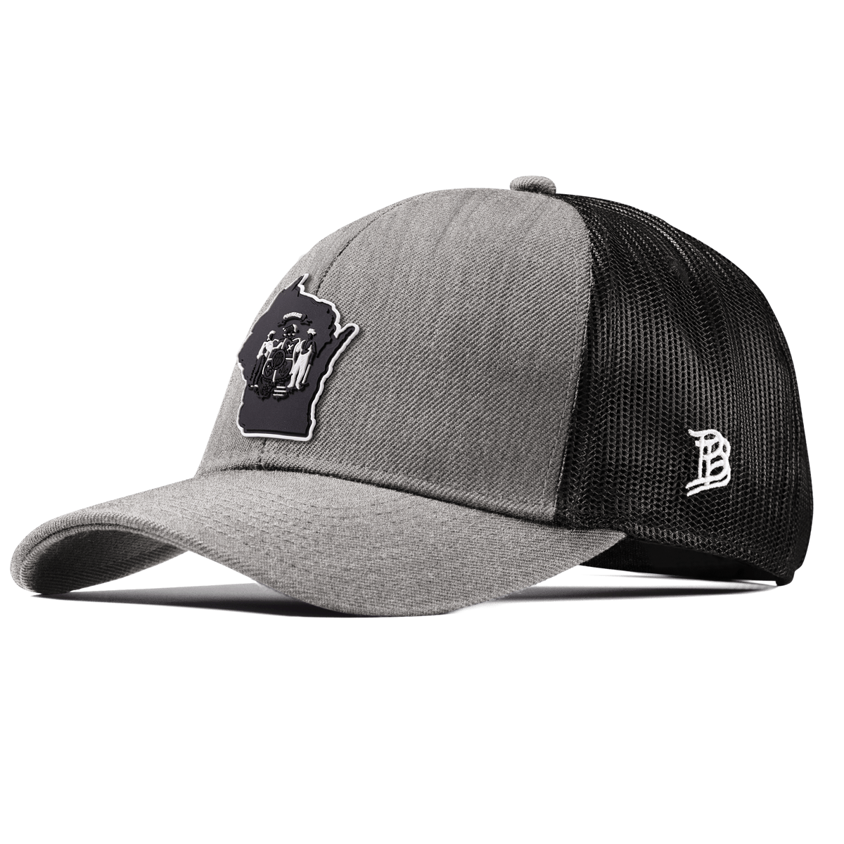 Wisconsin Vintage Stretch Snapback Trucker Heather Gray
