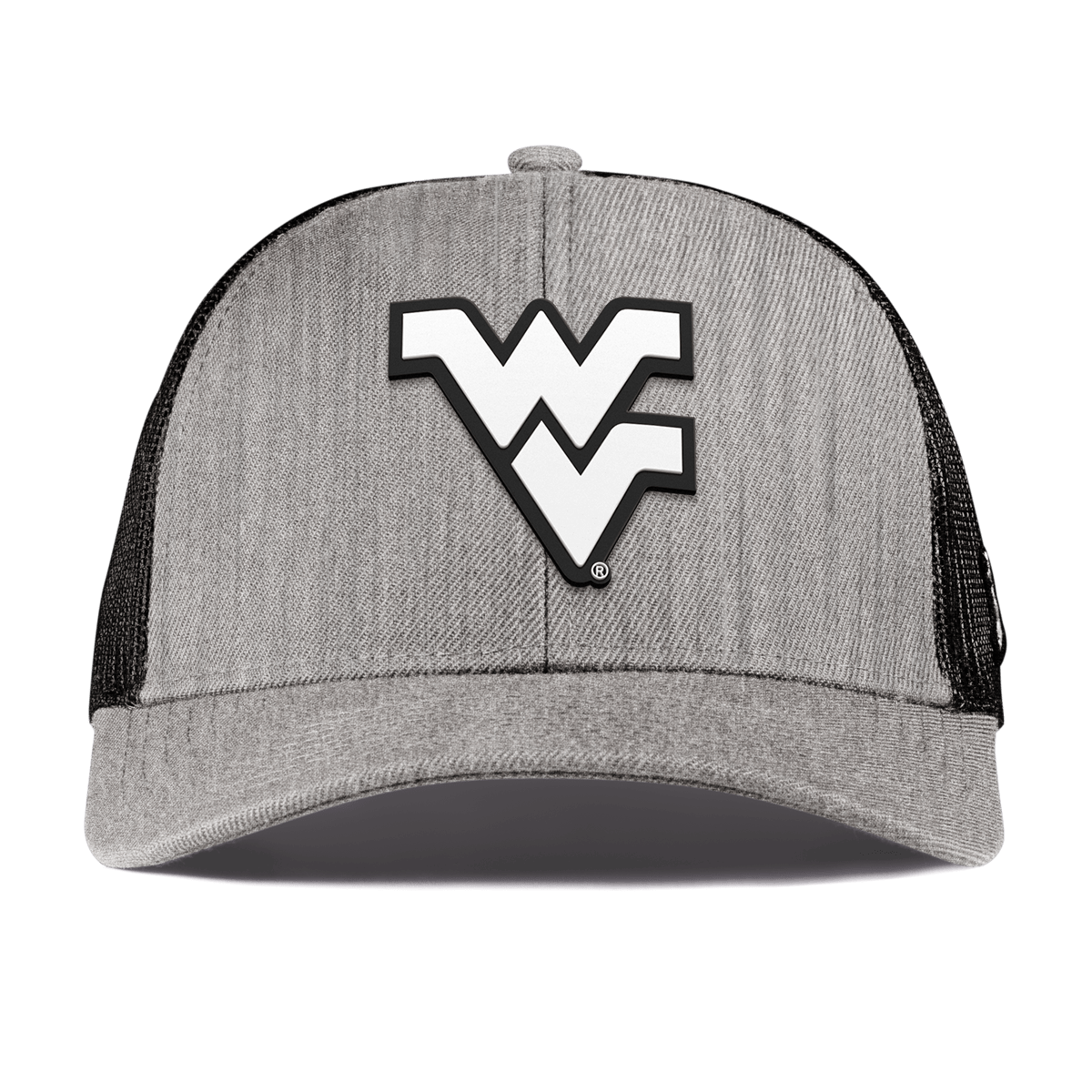 West Virginia University "Vintage West Virginia Team Logo" Curved Stretch Trucker Heather Gray 