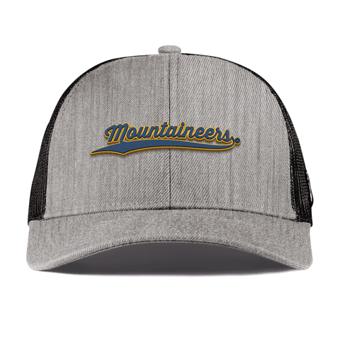 West Virginia University "West Virginia Mountaineers Script" Curved Stretch Trucker Heather Gray