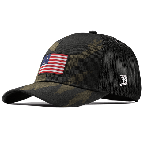 1776 PVC Stretch Snapback Trucker Midnight Camo