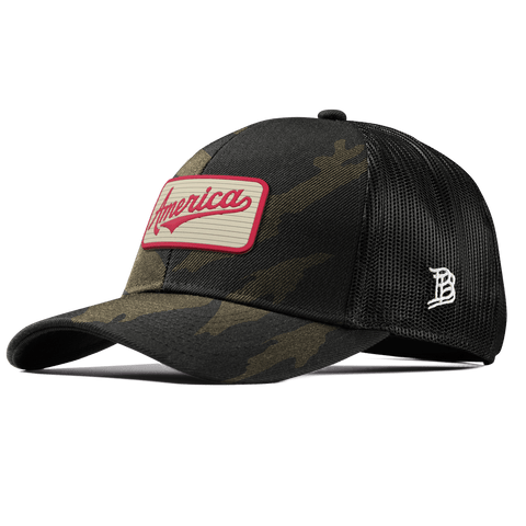 America Badge Curved Stretch Trucker Midnight Camo