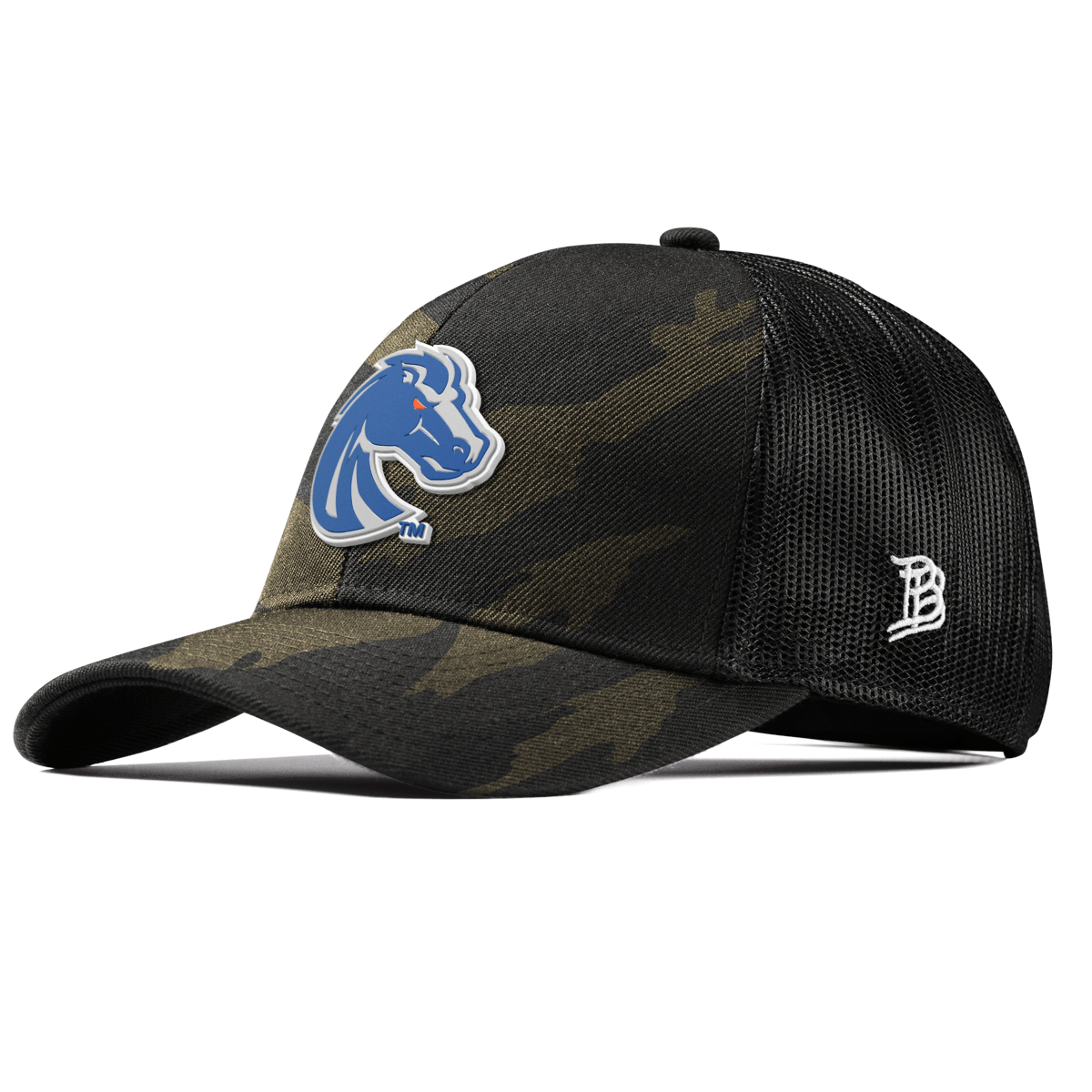 Boise State University "Boise State Broncos Gray" Curved Stretch Trucker Midnight Camo
