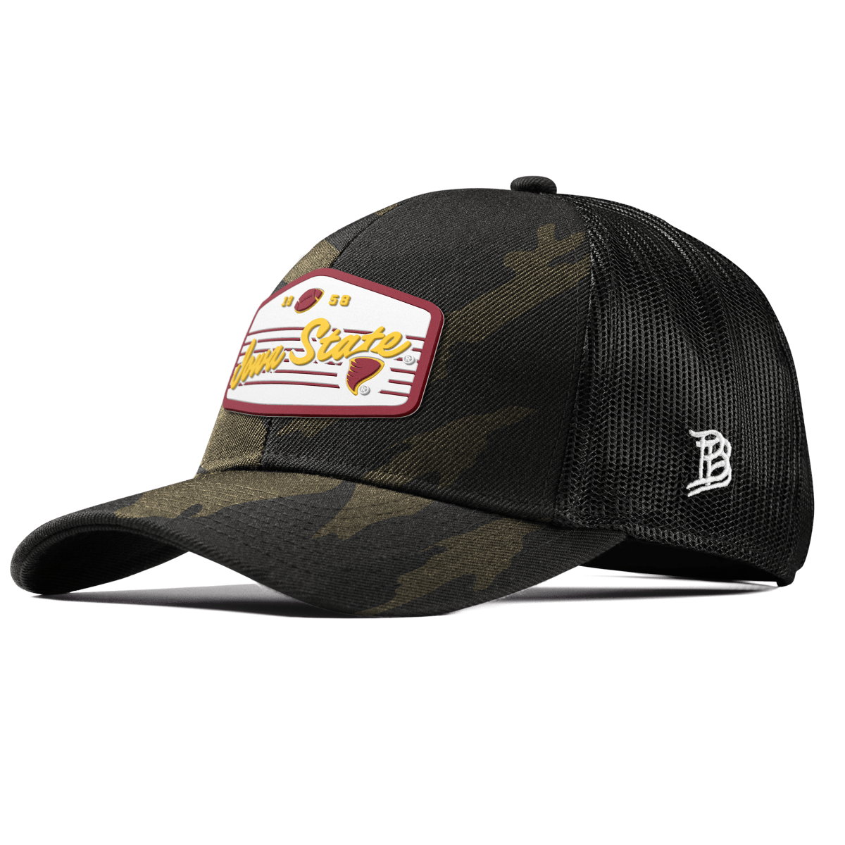 Iowa State University "Cyclones Football" Curved Stretch Trucker Midnight Camo