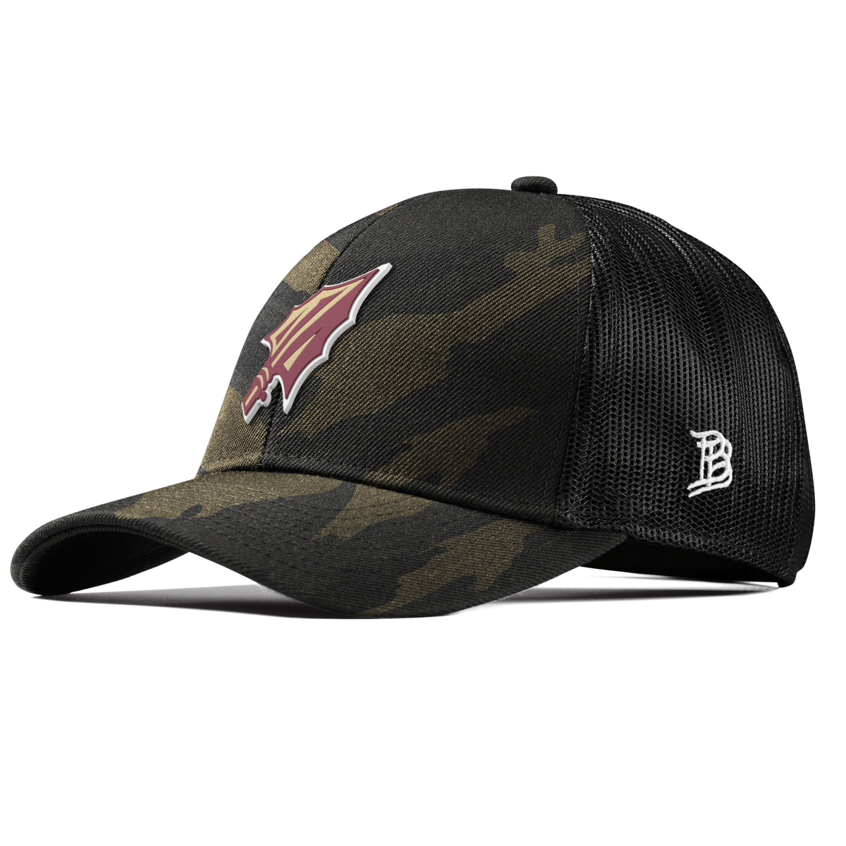 Florida State University "FSU Spear Tip" Curved Stretch Trucker Midnight Camo