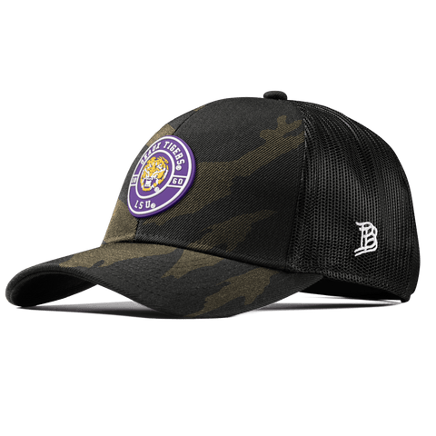 Louisiana State University "Geaux LSU Tigers" Curved Stretch Trucker Midnight Camo