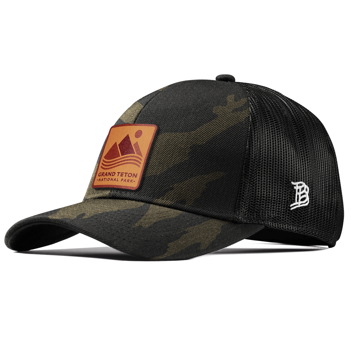 Grand Teton National Park Stretch Snapback Trucker Midnight Camo