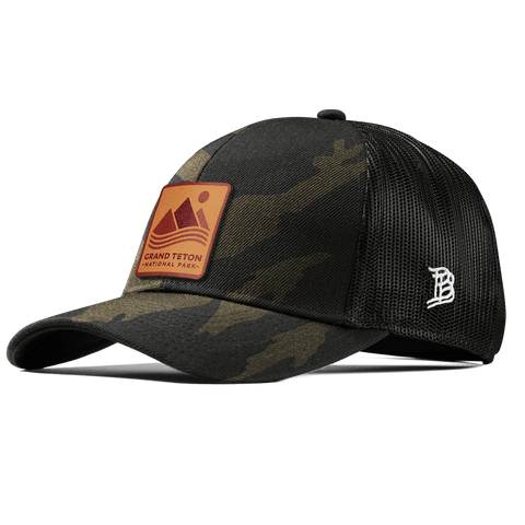 Grand Teton National Park Stretch Snapback Trucker Midnight Camo