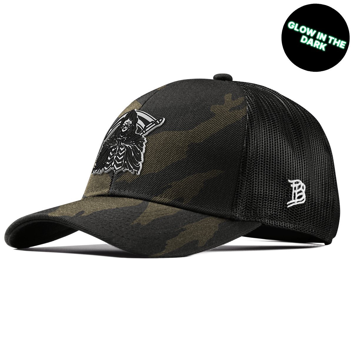 Grim Reaper Glow Stretch Snapback Trucker Midnight Camo