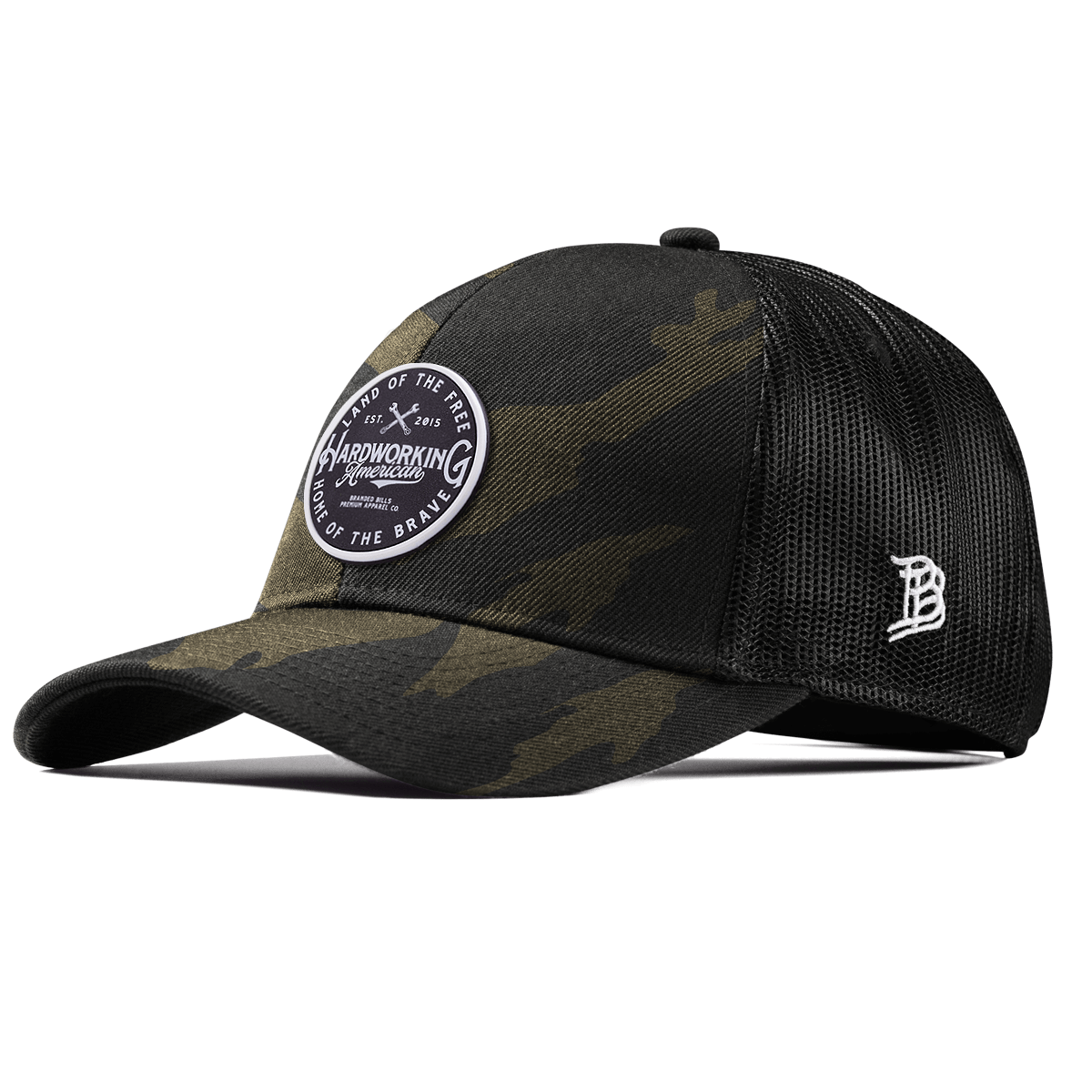 Hardworking PVC Stretch Snapback Trucker Midnight Camo