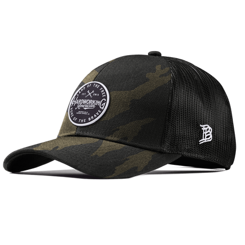 Hardworking PVC Stretch Snapback Trucker Midnight Camo