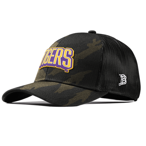 Louisiana State University "LSU Tigers Block" Curved Stretch Trucker Midnight Camo