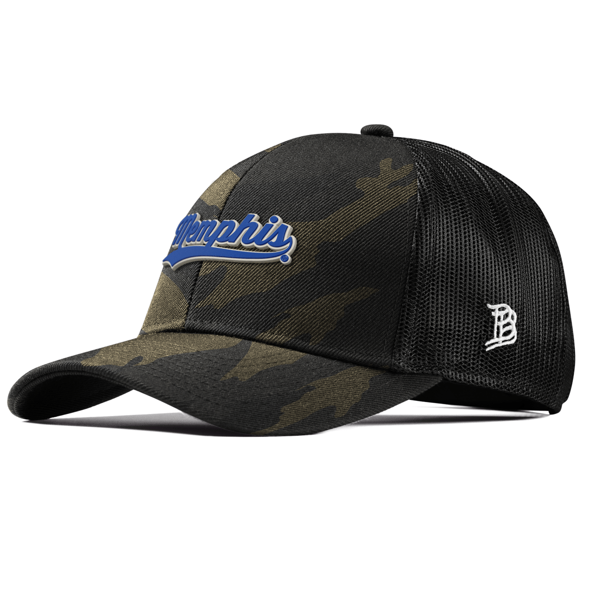 University of Memphis "Memphis Script" Curved Stretch Trucker Midnight Camo
