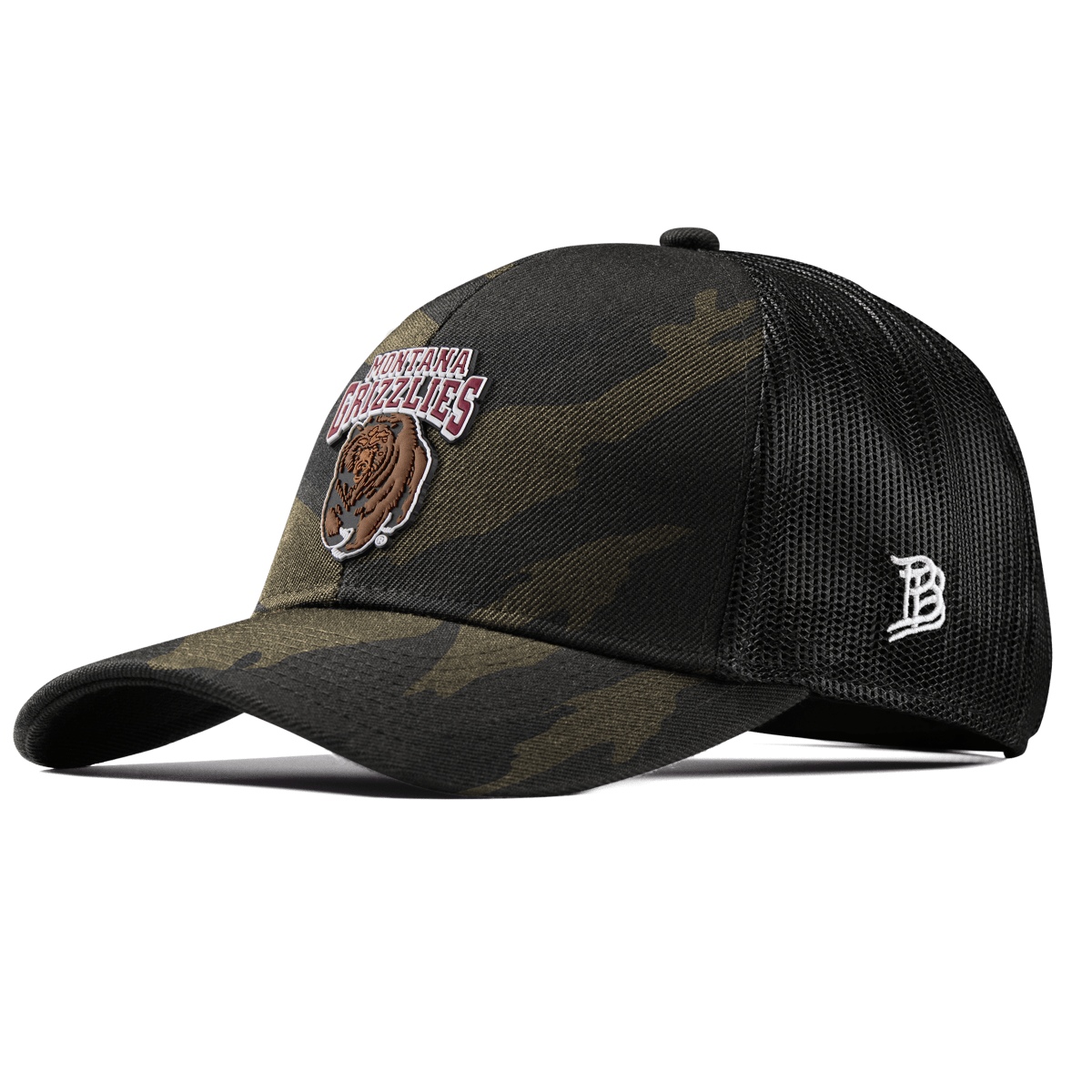 University of Montana "Montana Grizzlies Team Logo" Curved Stretch Trucker Midnight Camo