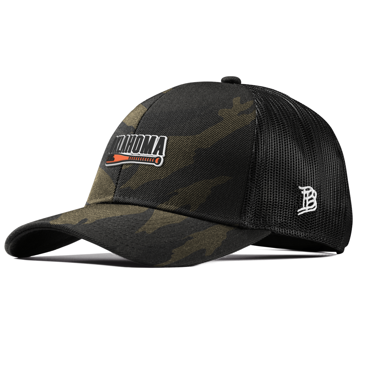 Oklahoma State University "OSU Baseball" Curved Stretch Trucker Midnight Camo