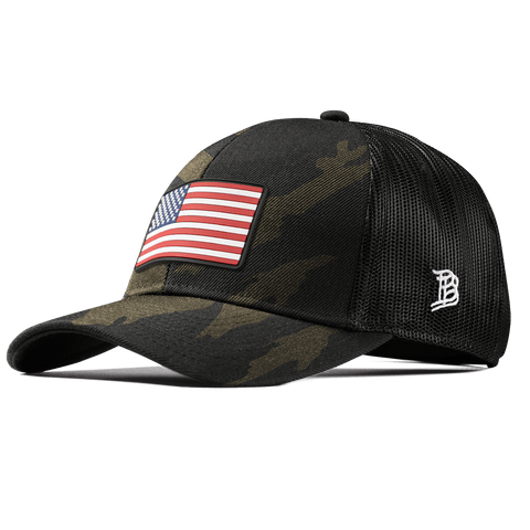 Old Glory PVC Stretch Snapback Trucker Midnight Camo