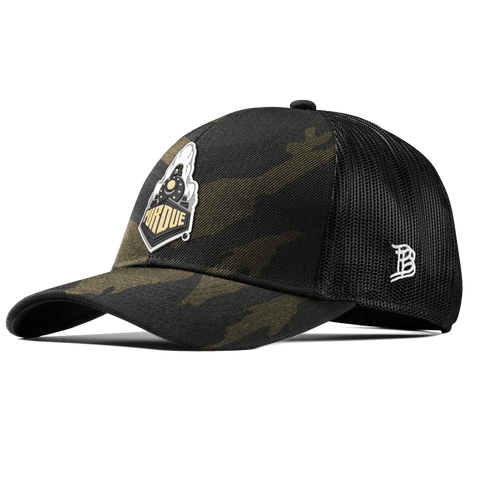 Purdue University "Purdue Team Logo" Curved Stretch Trucker Midnight Camo
