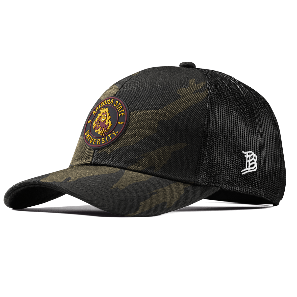Arizona State University "Sparky's Legacy Dark" Stretch Snapback Trucker Midnight Camo