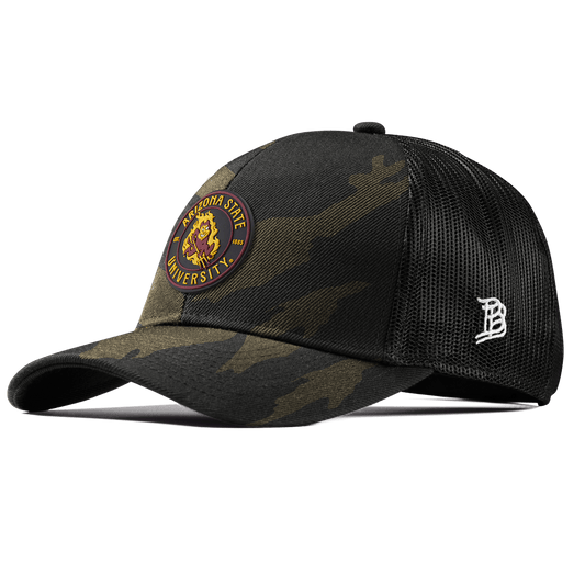 Arizona State University "Sparky's Legacy Dark" Stretch Snapback Trucker Midnight Camo