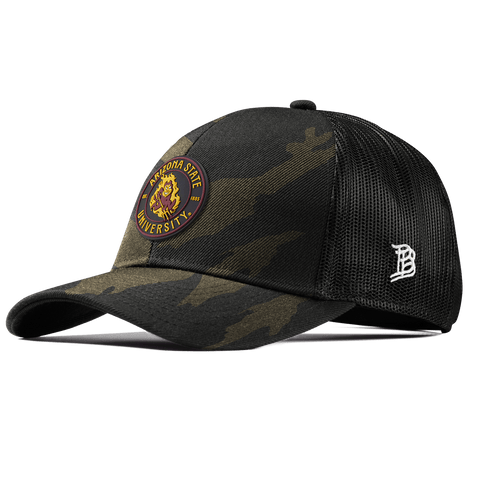 Arizona State University "Sparky's Legacy Dark" Stretch Snapback Trucker Midnight Camo