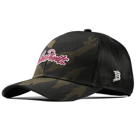 Arizona State University "Sun Devils Script" Curved Stretch Trucker Midnight Camo