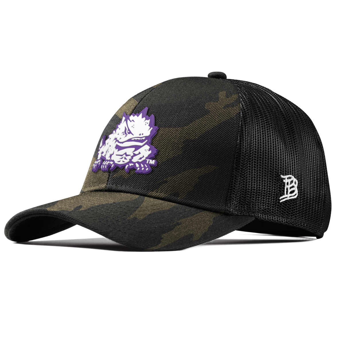 Texas Christian University "TCU Team Logo" Curved Stretch Trucker Midnight Camo
