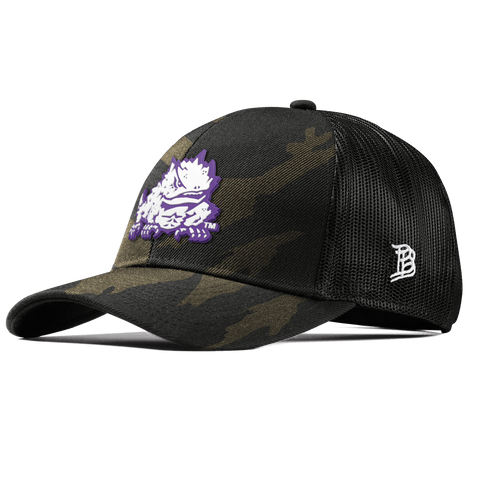 Texas Christian University "TCU Team Logo" Curved Stretch Trucker Midnight Camo