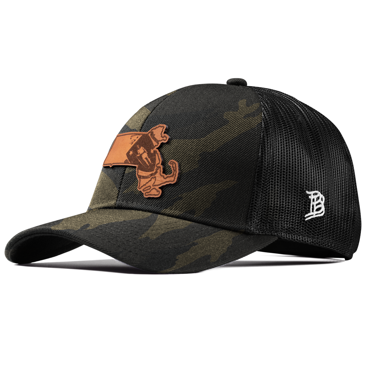 Massachusetts 6 Stretch Snapback Trucker Midnight Camo