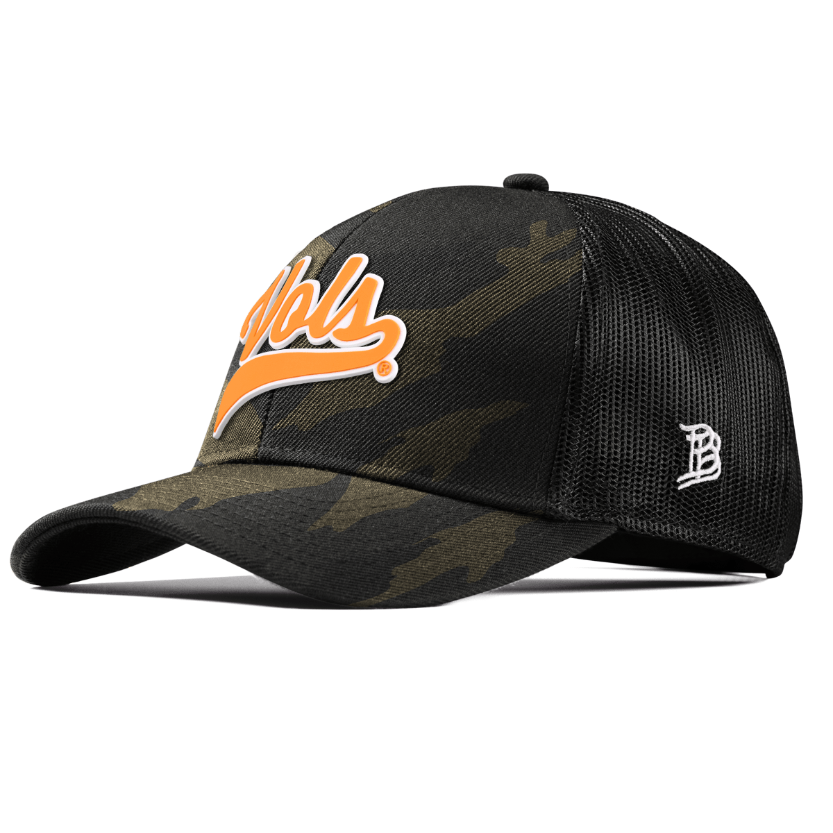 University of Tennessee "Tennessee Vols Script" Curved Stretch Trucker Midnight Camo