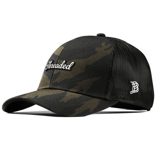 Threaded Script Curved Stretch Trucker Midnight Camo