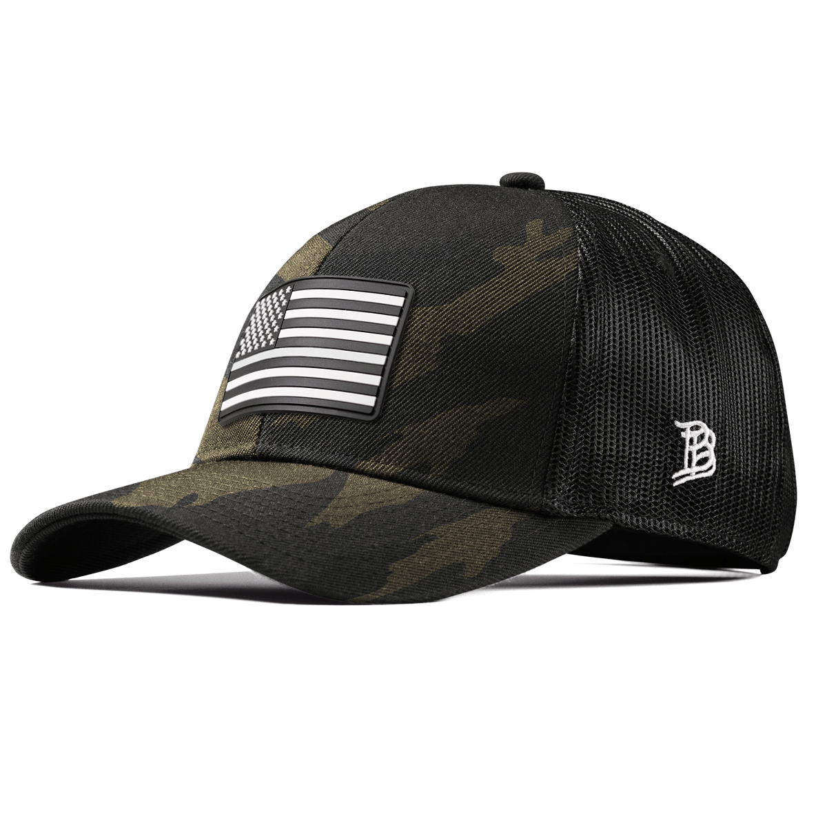 Vintage Old Glory Stretch Snapback Trucker Midnight Camo