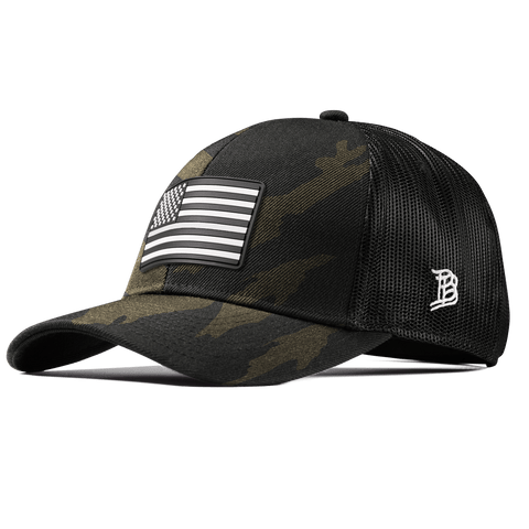 Vintage Old Glory Stretch Snapback Trucker Midnight Camo