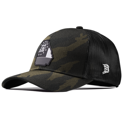 Georgia Vintage Stretch Snapback Trucker Midnight Camo