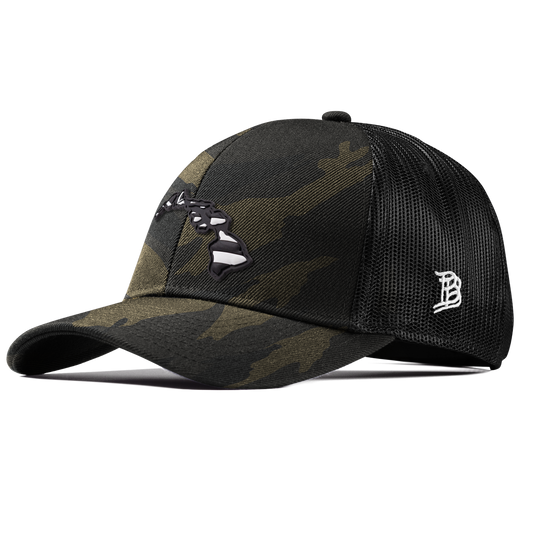 Hawaii Vintage Stretch Snapback Trucker Midnight Camo