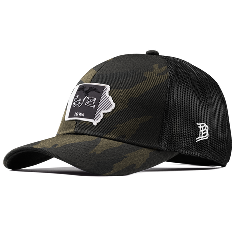 Iowa Vintage Stretch Snapback Trucker Midnight Camo