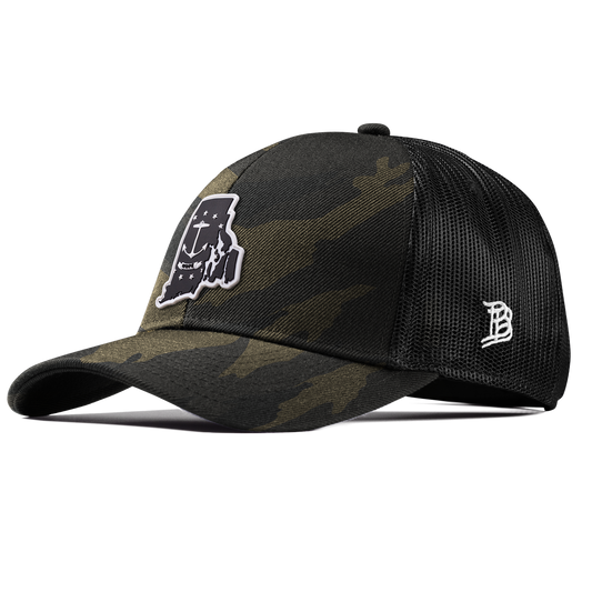 Rhode Island Vintage Stretch Snapback Trucker Midnight Camo