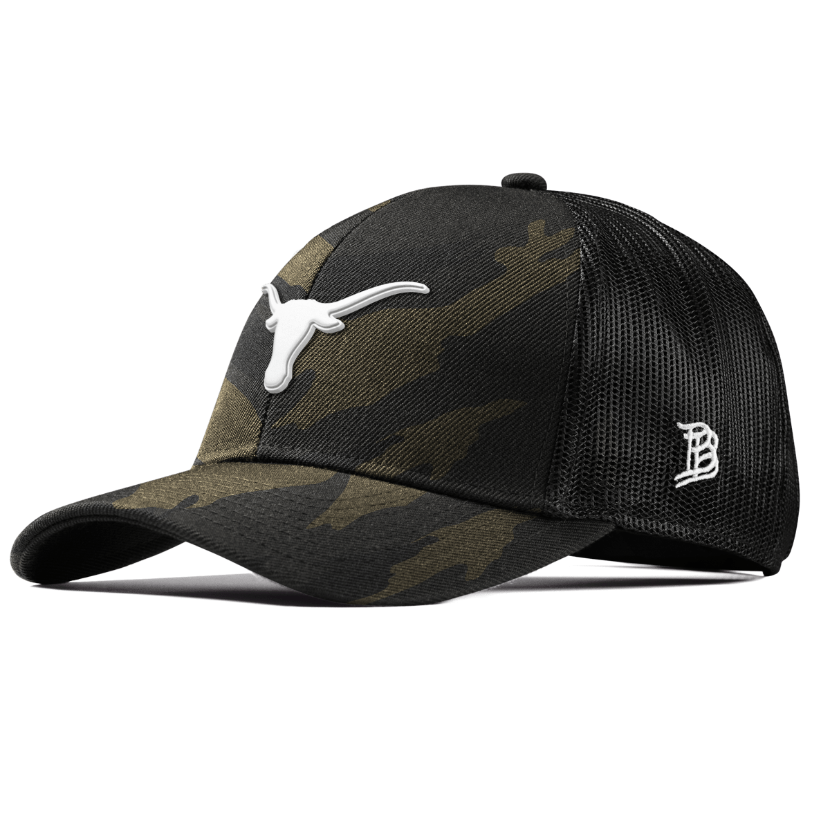 University of Texas "Vintage Texas Longhorn" Curved Stretch Trucker Midnight Camo