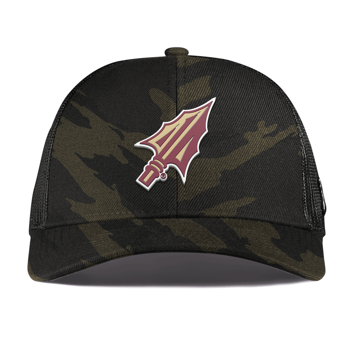 Florida State University "FSU Spear Tip" Curved Stretch Trucker Midnight Camo