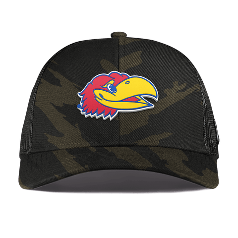 University of Kansas "KU Big Jay" Curved Stretch Trucker Midnight Camo
