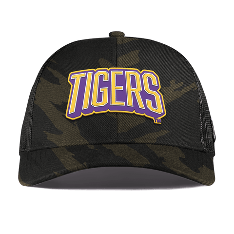 Louisiana State University "LSU Tigers Block" Curved Stretch Trucker Midnight Camo