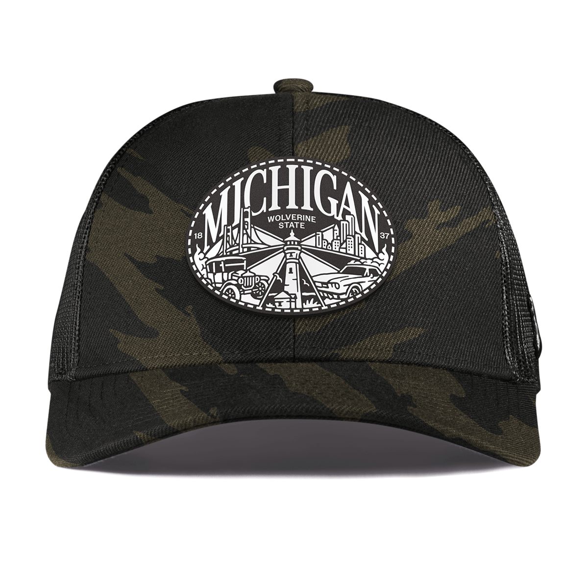 Michigan Traveler Curved Stretch Trucker Midnight Camo