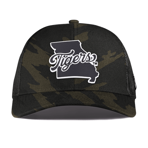 University of Missouri "Missouri Tigers State Script" Curved Stretch Trucker Midnight Camo