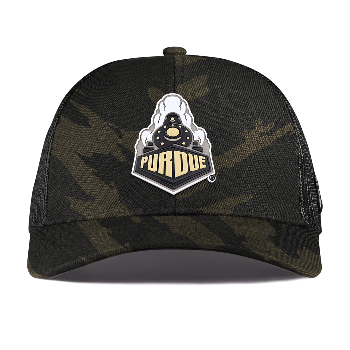 Purdue University "Purdue Team Logo" Curved Stretch Trucker Midnight Camo