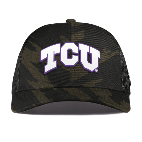 Texas Christian University "TCU Block" Curved Stretch Trucker Midnight Camo