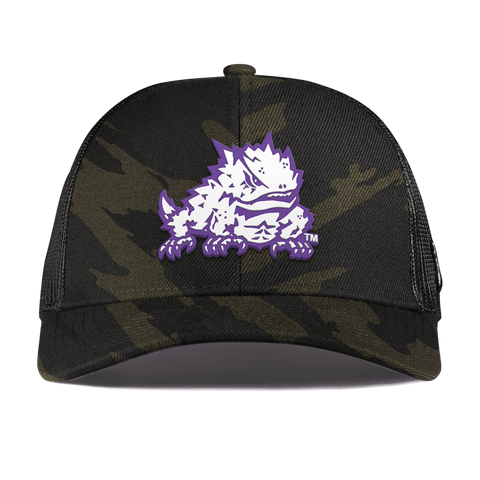 Texas Christian University "TCU Team Logo" Curved Stretch Trucker Midnight Camo