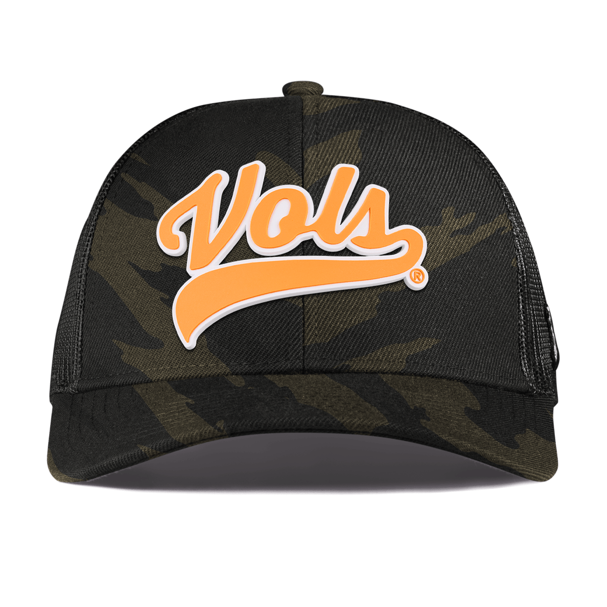 University of Tennessee "Tennessee Vols Script" Curved Stretch Trucker Midnight Camo