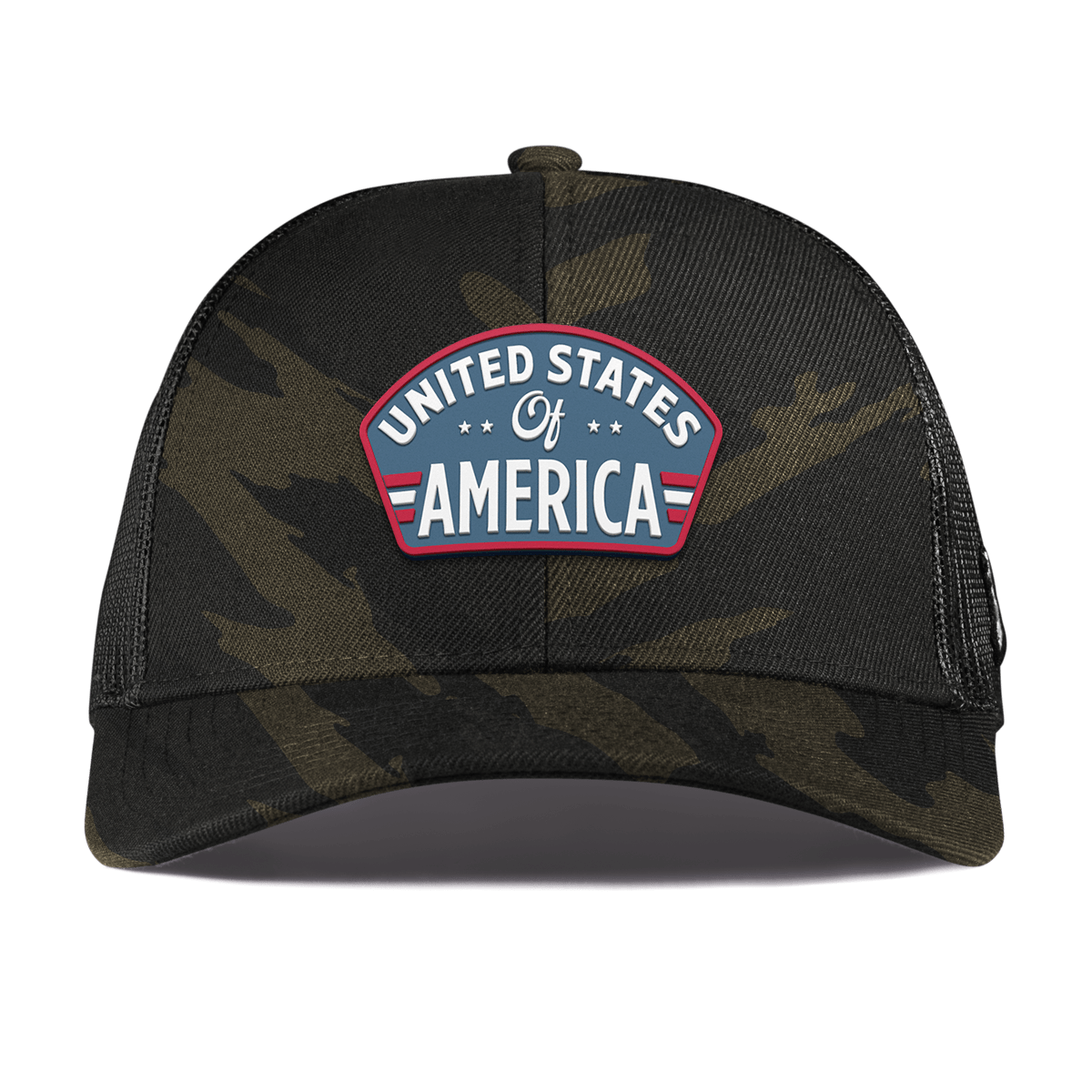 United States of America Badge Curved Stretch Trucker Midnight Camo