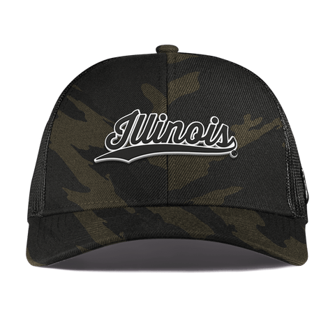 University of Illinois "Vintage Illinois Script" Curved Stretch Trucker Midnight Camo