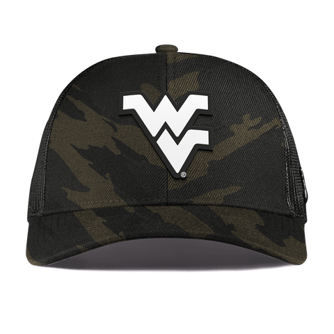 West Virginia University "Vintage West Virginia Team Logo" Curved Stretch Trucker Midnight Camo