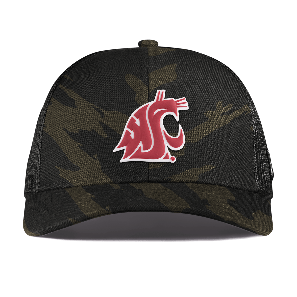 Washington State University "Washington State Team Logo" Curved Stretch Trucker Midnight Camo