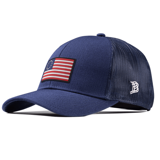 1776 PVC Stretch Snapback Trucker Navy